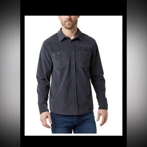 NWT 32 Degrees Men's Sz M Corduroy Overshirt Spread Collar Chest Pockets Blue